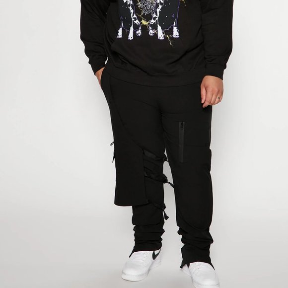 Fashion Nova Men Utility Cargo Pants Pockets Urban XXL Drawstring Straight Leg… - Picture 1 of 16